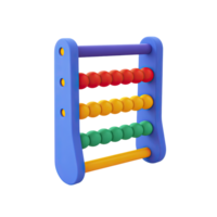 Colorful 3D abacus icon, side view. Represents early math education, counting, arithmetic, and traditional learning tools. Rendered and isolated for design. png