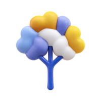 Abstract 3D knowledge tree with cloud-like foliage. Represents growth, learning, wisdom, and the mind's development. Rendered and isolated for concepts. png