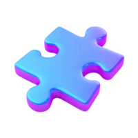 Colorful 3D puzzle piece icon. Symbolizes problem-solving, learning, critical thinking, and connection in education. Rendered and isolated for diverse use. png