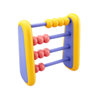Yellow and blue 3D abacus. Symbolizes mathematics, foundational learning, counting skills, and early childhood education. Rendered and isolated graphic asset. png