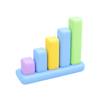 Colorful 3D bar chart showing upward growth. Represents positive market trends, financial progress, and data analysis. Ideal for business reports. Rendered visual, isolated. png