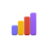 Dynamic 3D bar chart with colorful columns. Illustrates increasing market trends, business growth, and financial performance. Ideal for data visualization. Rendered, isolated. png