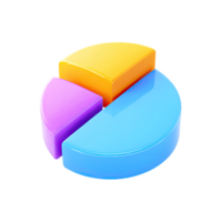 Colorful 3D pie chart with segments. Symbolizes market analysis, data distribution, financial statistics, or proportional representation. Ideal for trends. Rendered, isolated. png