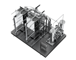 A 3d rendering of a machine with a large tank png