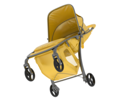 A yellow stroller with wheels and a seat png