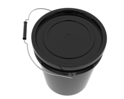A black bucket with a handle on a black background png