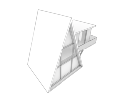 A frame house with a triangular roof and a window png