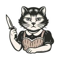 Chef Cat with Knife and Apron vector