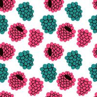 Raspberries of various shapes and sizes. Seamless pattern in . Suitable for backgrounds and prints. Hand drawn flat illustration pattern for web and fabric print design . vector