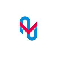 letter nv simple colorful path arrow geometric logo vector