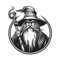 Circular Wizard holding a wand stock image isolated on white background vector