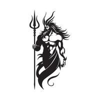 Poseidon holding trident Design image isolated on white background. vector