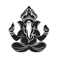 Ganapati Meditation In Lotus Pose Stock Illustration vector