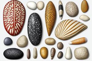 Diverse Stone Collection Colorful Patterns and Textures on Light Background photo