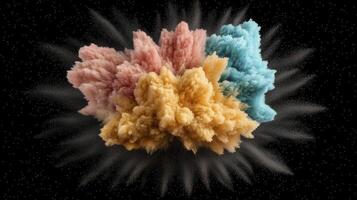 Abstract Colorful Powder Explosion on Black Background photo