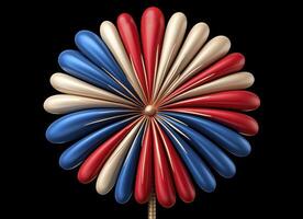 A Radial Burst of Red White and Blue Colors Over Black Background Graphic photo