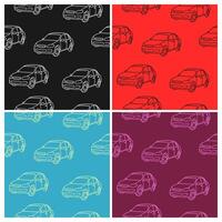 a collection of seamless patterns with a sedan theme. Suitable for application on fabric, paper, and various other decorations vector