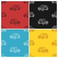 A collection of seamless patterns with a sporty sedan theme. Suitable for use on fabric, paper, and other decorations. vector