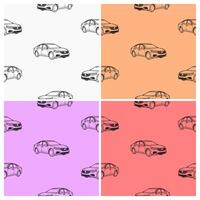 A collection of seamless patterns with a unique sedan theme. Suitable for use on fabric, paper, and other decorations. vector