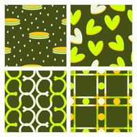 a collection of abstract seamless patterns with a combination of green colors. Suitable for application on fabric, paper, and various other decorations vector