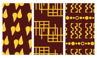 A collection of seamless patterns that combine brown and yellow. Suitable for application on paper, fabric, walls, or simply displayed digitally. vector