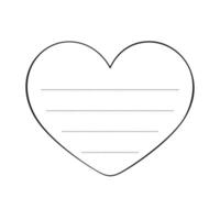 Hand drawn heart memo paper sheet, sticky note, reminder, to do list, sticky tape. Bullet journal elements in line art doodle style. vector