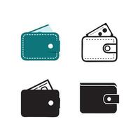Various wallet illustrations showcasing different styles and filled with currency symbols vector