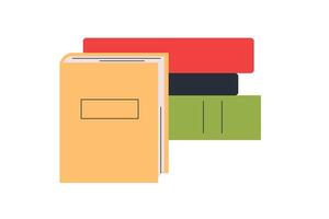 Minimalist illustration of stacked books in warm colors, ideal for education banners, reading apps, library posters, study guides, or learning websites. vector