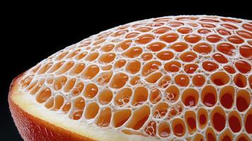 Honeycomb Textured Orange Segment Filled with Golden Honey photo