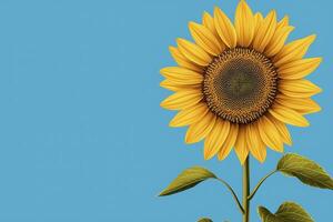 Pixel Art Sunflower on Light Blue Background photo