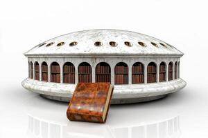 Futuristic Dome Library with Antique Book photo