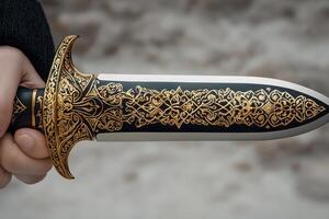 Ornate Gold And Black Dagger Close Up photo