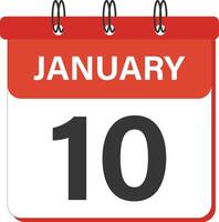 Daily reminder January 10 date icon design in red color vector