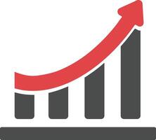 Growth chart with red arrow design template vector