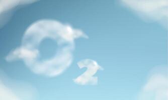 The sky is blue and the clouds are white. The letters O2 are oxygen in the sky. vector