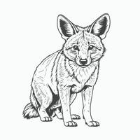 A black and white drawing of a fox vector