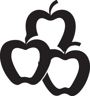Three apples on a white background