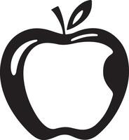 An apple is shown in black and white vector