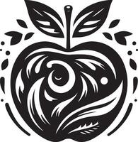 An apple with a stylized design on it vector