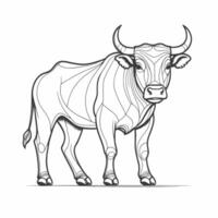 A drawing of a bull on a white background vector