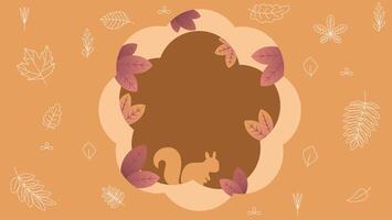 Autumn Theme Isolated background with squirrel. vector
