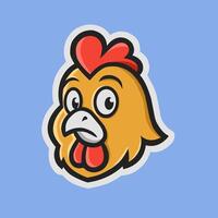 a cartoon illustration of a chicken head with a confused expression vector