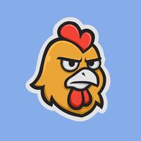 a cartoon chicken head with a angry expression vector