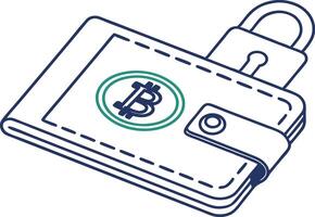 Digital Wallet for Cryptocurrency With a Secure Design and Bitcoin Symbol vector