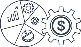 Visual Representation of Data Analysis and Economic Growth Through Gears and Charts Illustrating Success vector