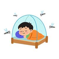 man in mosquito net. dengue fever concept vector