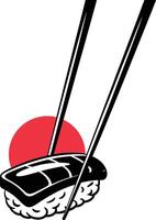 nigiri sushi piece with a red sun in the background art vector