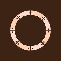 a circular icon of a ship on a brown background vector
