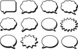 Collection Of Black And White Speech Bubbles With Shadow Effect Illustration vector