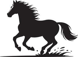 Black Horse Silhouette Running In Water Simple Design Style vector